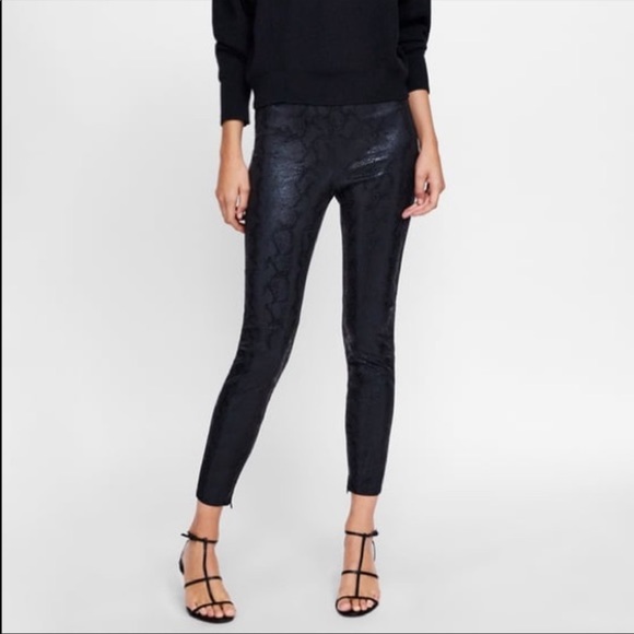 ZARA TRAFALUC LEGGING COLLECTION SNAKE SKIN PANTS SIZE M - Picture 4 of 9